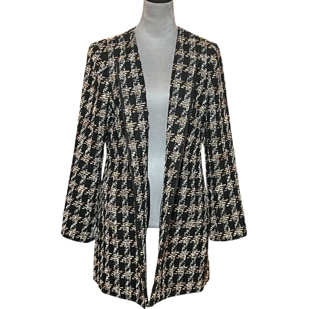 Nine West Tweed Houndstooth Topper Coat